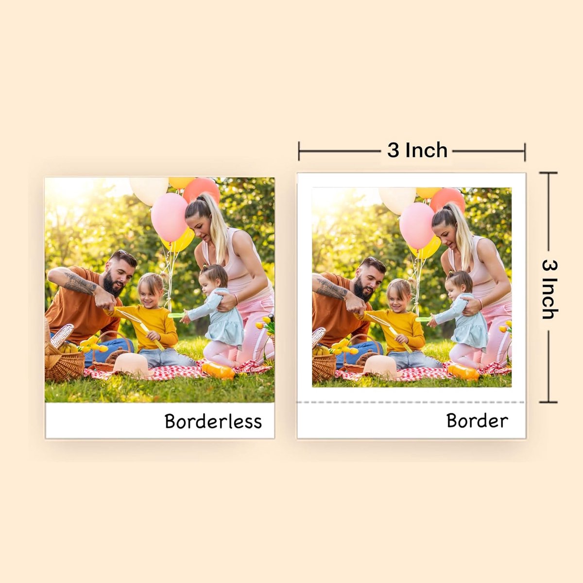 Mobiele Fotoprinter - Mini Printer - Directe Foto's Printen - 4PASS Technologie - 7.6 x 7.6 cm - Geel thumbnail 3
