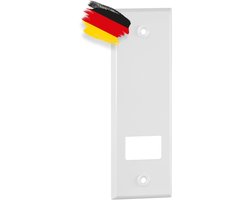 BAUHELD® Rolluikgordel, afdekking van metaal, gatafstand 105 mm, 1 stuk, maxi inbouw-riemwikkelaarplaat, gecoat, Made in Germany, afdekplaat voor rolluikriem, 23 mm, wit