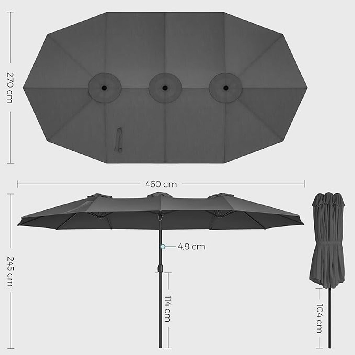 Parasol met LED Verlichting 288x288 cm – Depauwonen Premium Tuinparasol Kantelbaar met Zwengel – UV-bescherming & Waterafstotend – Balkon, Terras & Tuin – Zwart – Depauw