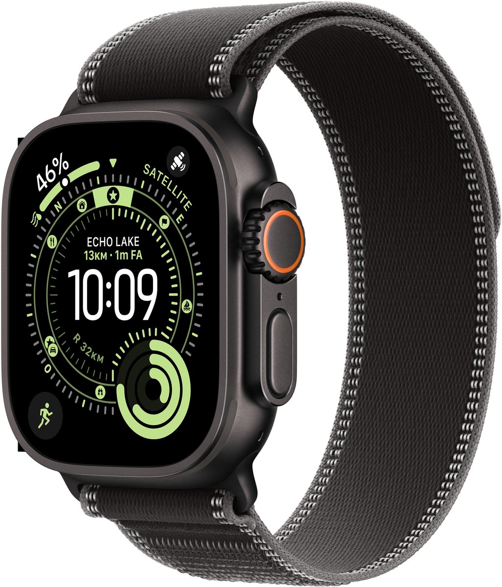 Apple Watch Ultra 3 gps + Cellular - 49mm black Titanium Case - Black/charcoal Trail Loop S/m Smartwatch Black