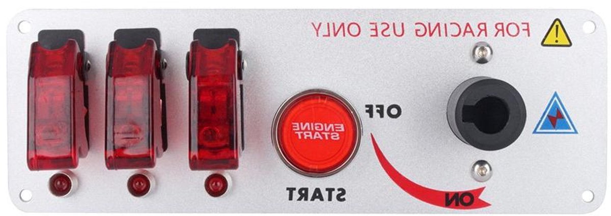 Tuimelschakelaar Paneel - Motor Start Schakelaar - Race Auto Competitie - LED Verlicht Display - DC 12V - Rood