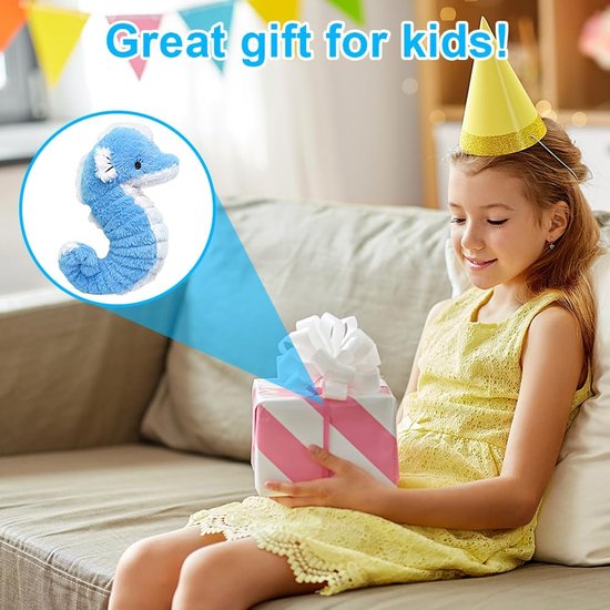 Zeepaardje Pluche - Knuffel Dier - Decoratie Kamer - Expressieve Gezichtskenmerken - 26 cm - Blauw — afbeelding 4