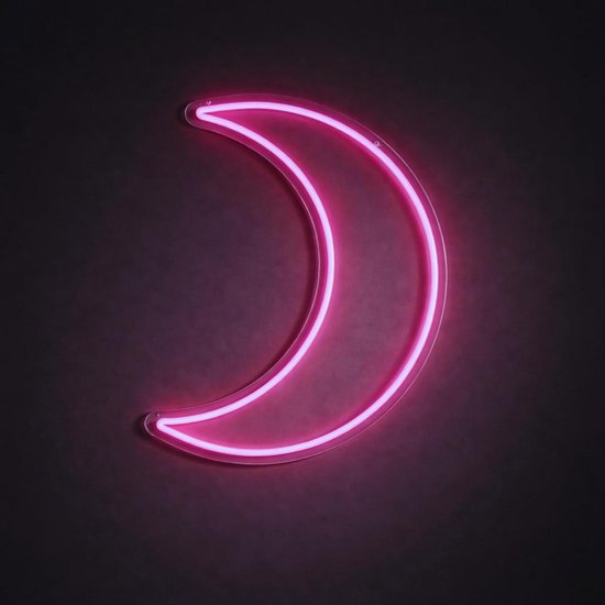 Neonlicht Maan - Decoratieve Lamp - Sfeerverlichting Binnen - Energiezuinig Led - Kleine Maat - Roze
