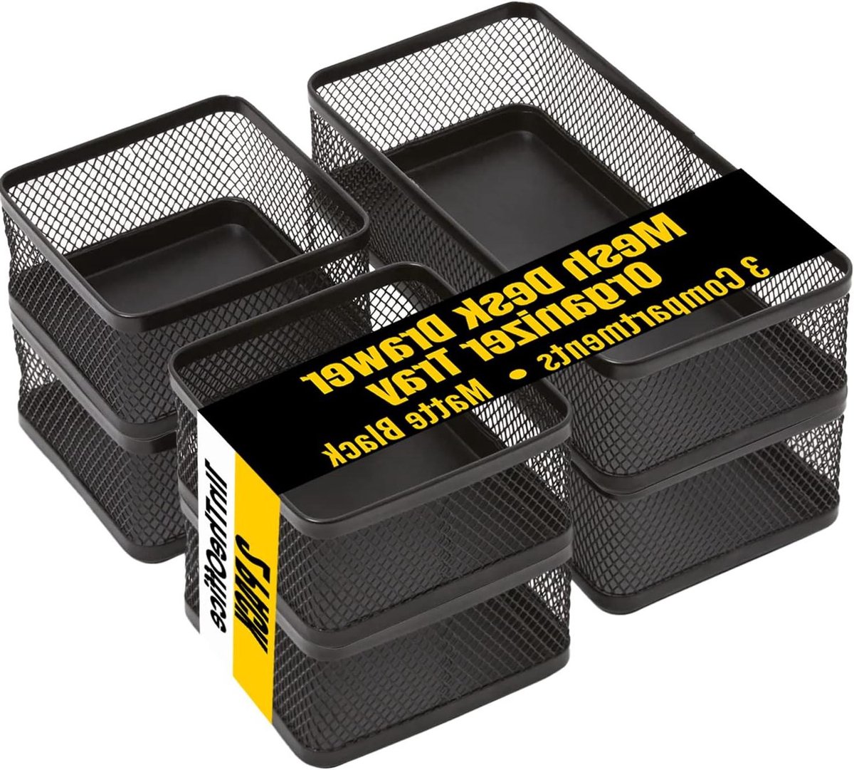 Lade Organizer Tray - Bureau Organizer - Kantoor Organiseren - Stapelbaar Ontwerp - Mat Zwart