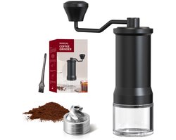Handmatige koffiemolen – Koffiemolen – coffee grinde – Met draaiknop – Instelbare maalgraad – Geschikt voor thuis, kantoor en op de camping – ABS – Zwart