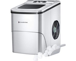 KitchenBrothers Ijsblokjesmachine – 2L – 12kg/24 uur – IJsschep – IJsblokjesmaker – Zelfreinigingsfunctie – Zilver