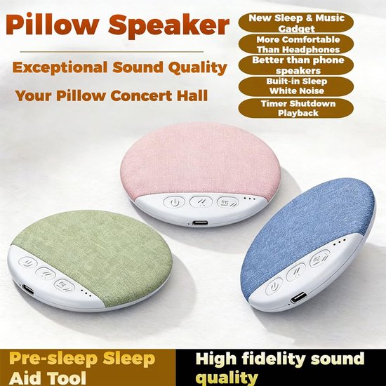 Nieuw model Bluetooth-kussenspeaker 2026 - Bluetooth-speaker voor onder het kussen met witte ruis - Microfiber Bluetooth 5.4-bedspeaker - Geschikt voor zijslapers - Beengeleidingstechnologie (roze *1) van Merkloos — afbeelding 2