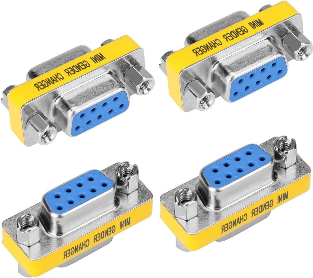 Seriële Koppeling - Gender Changer - Gegevensoverdracht - Plug-and-play - 4 Stuks - Geel