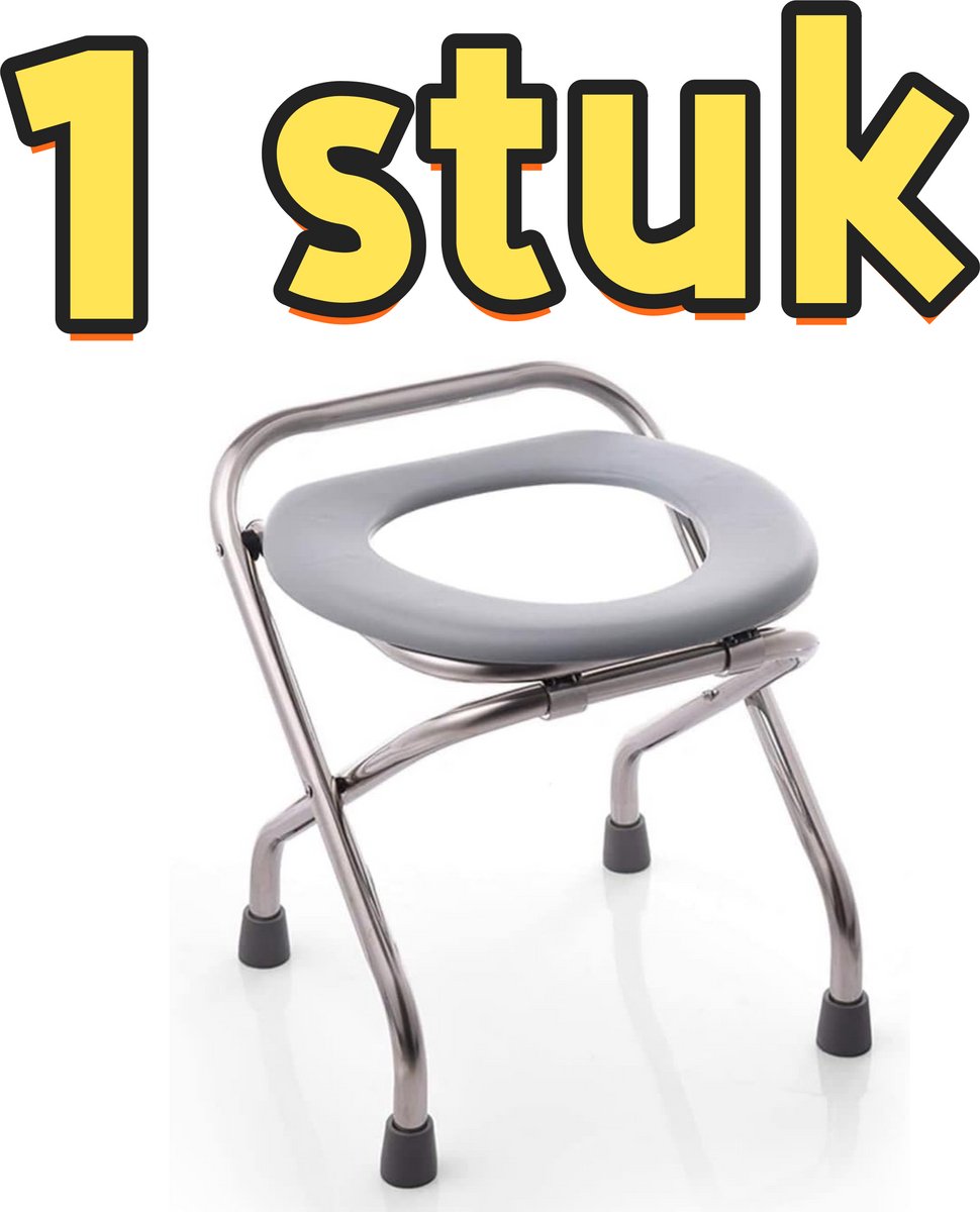 1 stuk - Opklapbare toiletstoel van roestvrij staal - toiletstoel voor ouderen - toiletbril - draagbare douchestoel - veilig voor zwangere vrouwen - geschikt voor mensen met beperkte mobiliteit - 35*31*38 cm - grijs