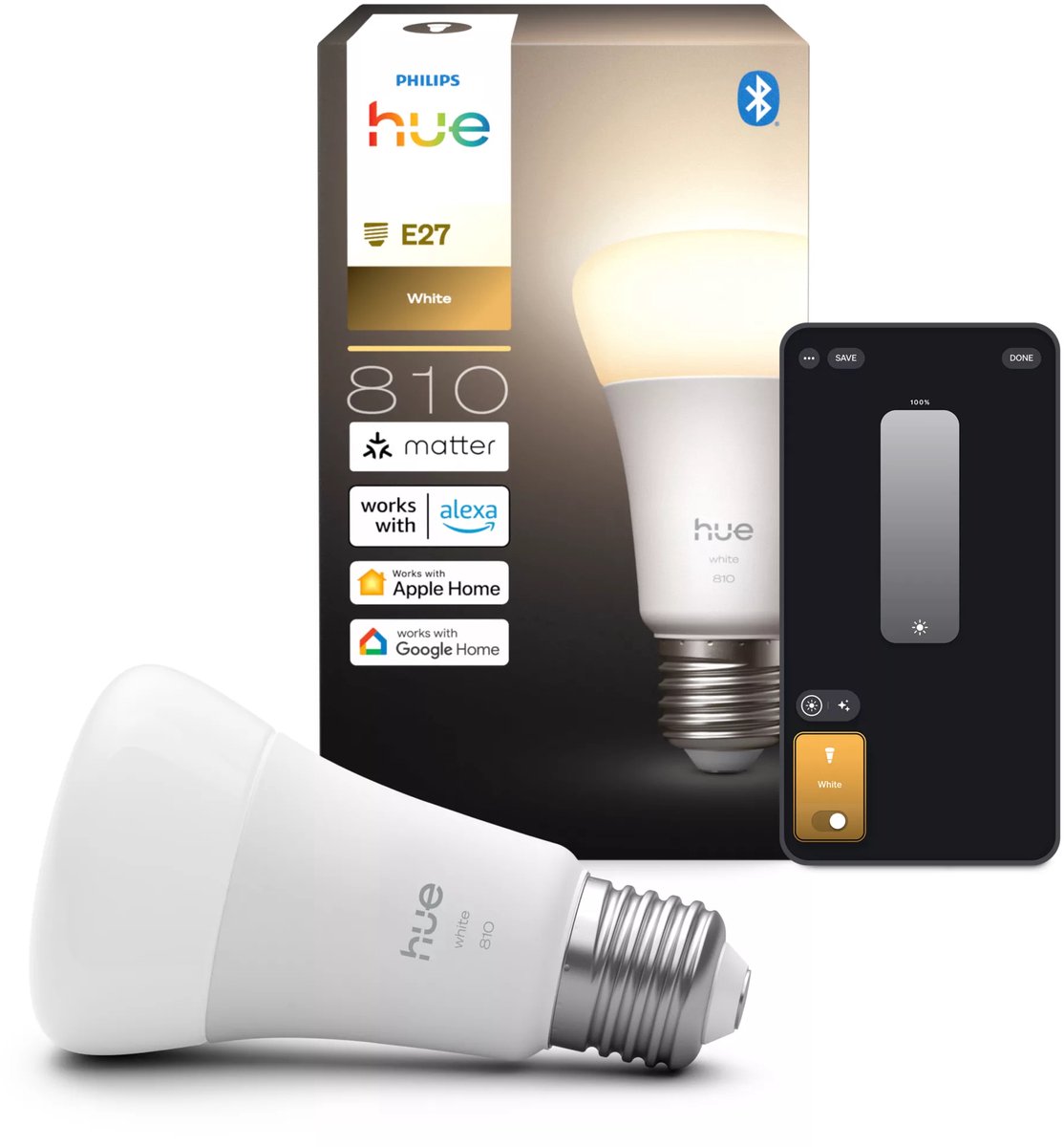 Philips Hue Slimme LED A60 lamp, Warm Wit Licht 2700K, E27 Fitting – foto 3