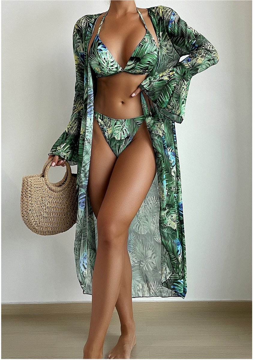 SUNMOOL Bikini Set - 3 Delige Set - Zwemkleding - Groen - Maat : XL