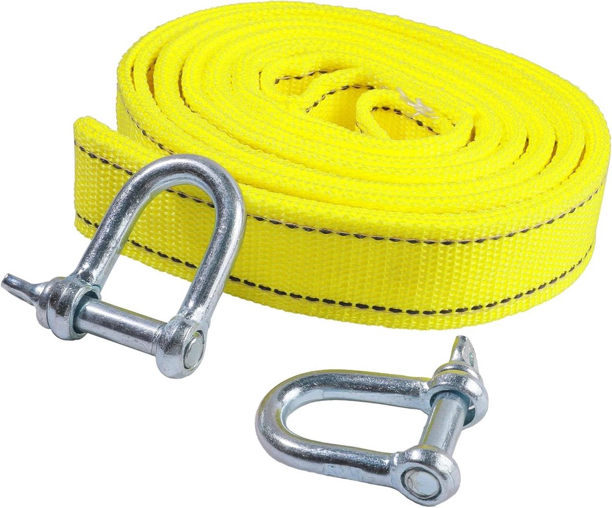 Sleepkabel Auto - Slepen Touw - Noodgeval Berging - Versterkte Haken - 4 Meter 5 Ton - Fluorescerend Geel