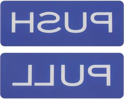 PATIKIL 1 Set Push Pull Door Stickers, 2 x 4.7 inch, 2x4.7 inch Plate, Acrylic Vertical Self Adhesive for Doors, Glass, Window, Corporate Stores, Rectangular, Blue