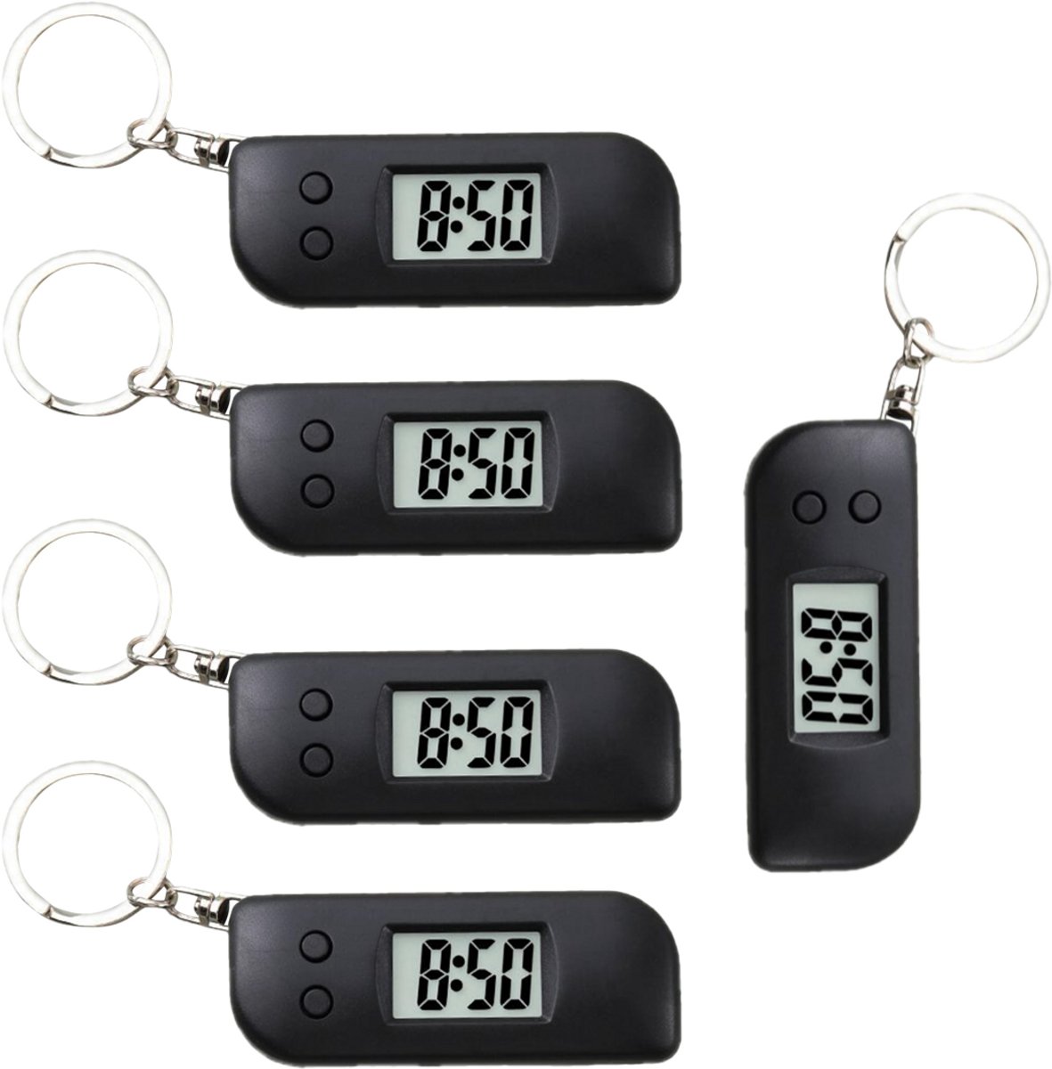 longziming -Digitale Sleutelhanger Horloge - LED Keychain Clock - Digitaal Horloge - Geluidloze Tictac Vrije Technologie - Oplichtend Display In Het Donker - Compact En Lichtgewicht Ontwerp - Effici毛nt Tijdmanagement Onderweg - 5 Stuk
