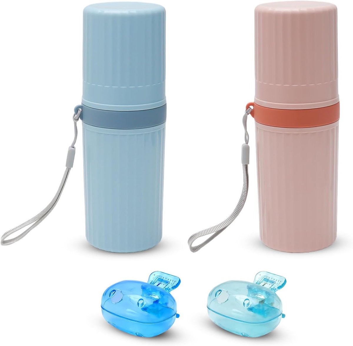 Reis Tandenborstel Houder Set met 2 Tandenborstelbekers en Stofbescherming - Waterdichte en Draagbare Oplossing voor Tandenborstels, Ideaal voor Reizen en School