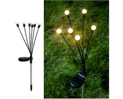 LED solar lamp - 6 LED's - Vorm van een vuurvliegje - Zwaait in de wind - Waterdicht - Decoratieve buitenlamp op zonne-energie voor tuinen, terrassen en paden - Warm wit licht