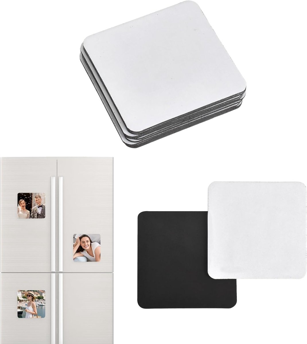 Set van 10 Witte Sublimatie Koelkastmagneten, Persoonlijke Decoratieve Magneten voor Sublimatie, Vierkante Magneten voor Creatieve Projecten