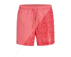 Jack & Jones Heren Zwemshort JPSTMAUI Splash Magic Hot Coral - Maat S