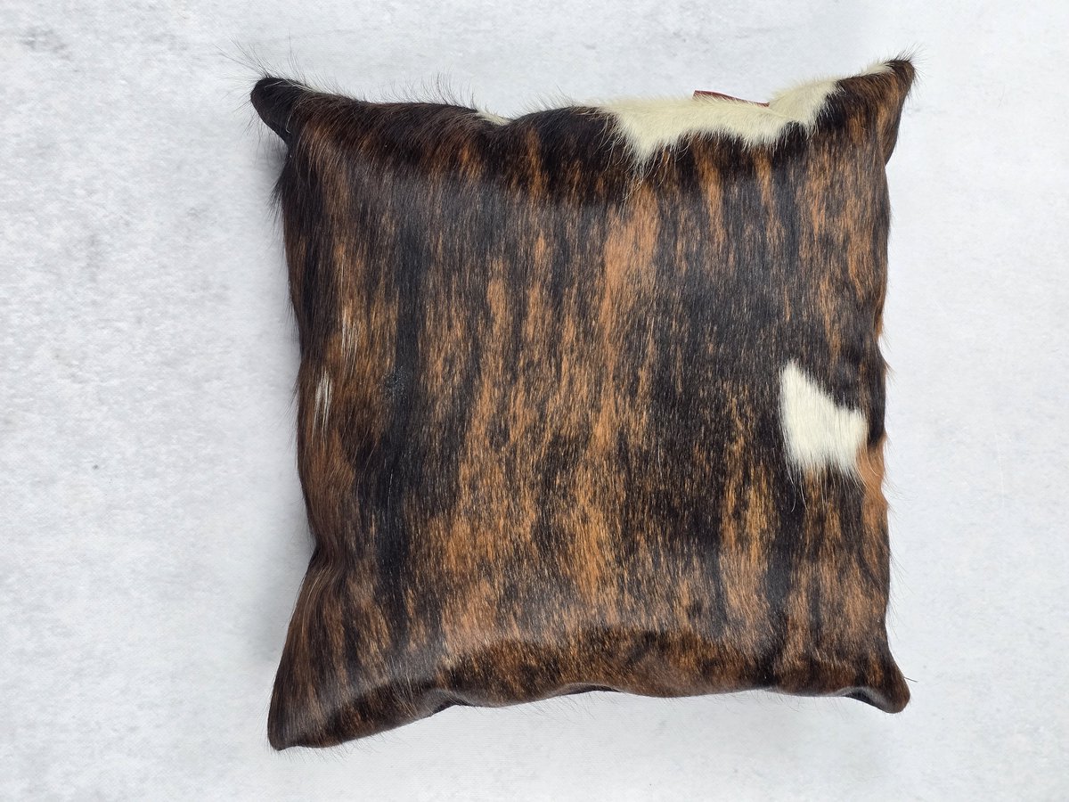 Kussen – Koeienhuid – Leer – Exclusieve collectie – Woondecoratie – Bruin, Wit, Zwart – 100% echt natuurlijke Koeienhuid – 40x40 cm