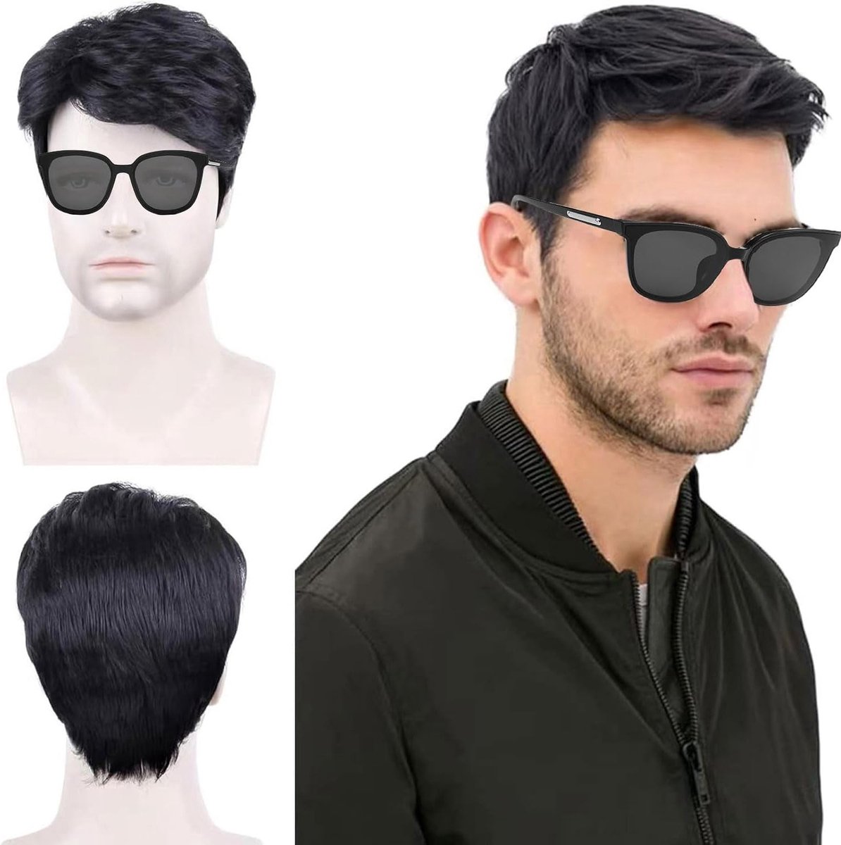 Korte Zwarte Krullende Peruk voor Mannen - Perfect voor 70s en 80s Disco Kostuums, Halloween en Dagelijks Gebruik