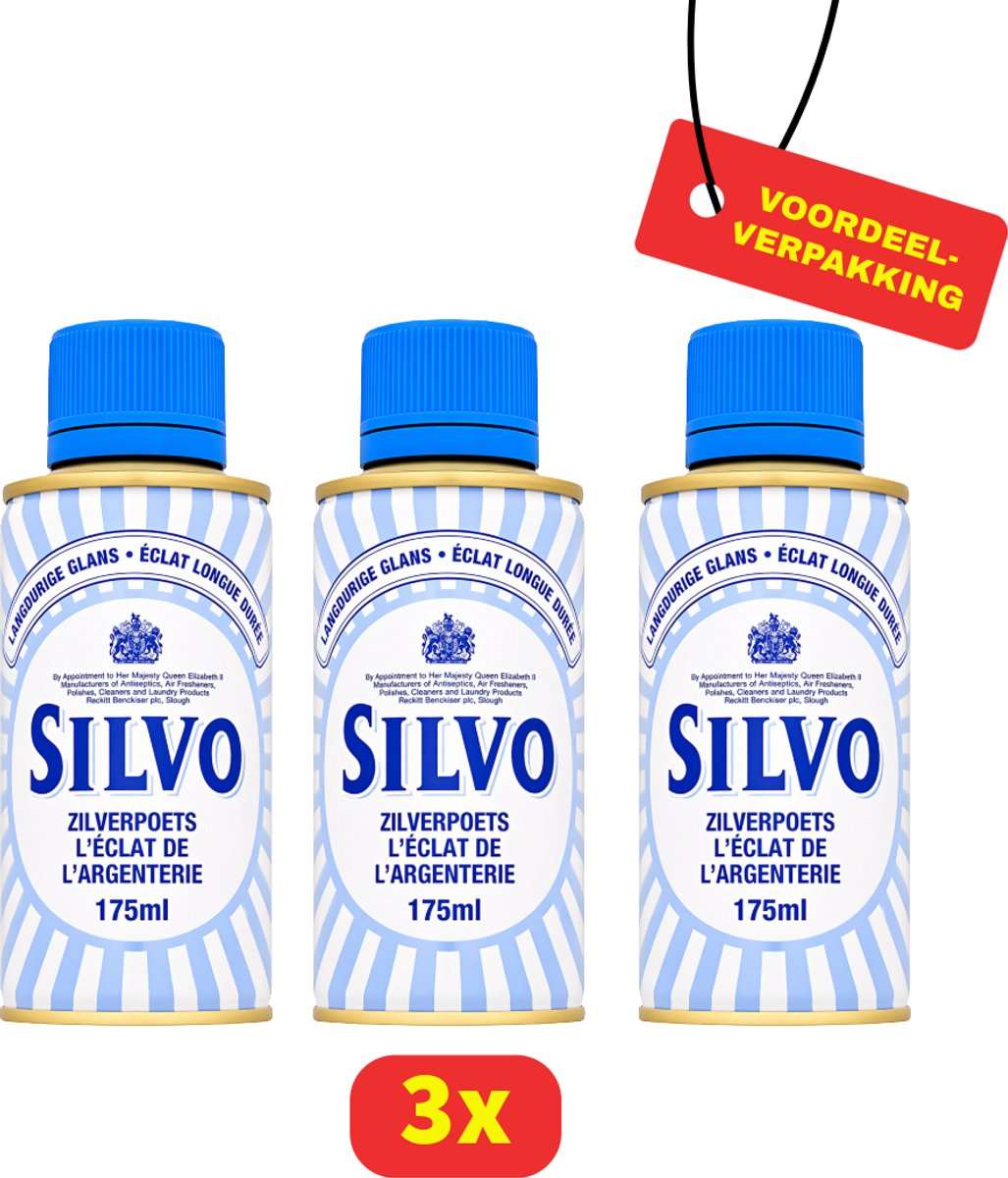 Silvo Zilverpoets - Langdurige Glans - 3 x 175 ml - Voordeelverpakking
