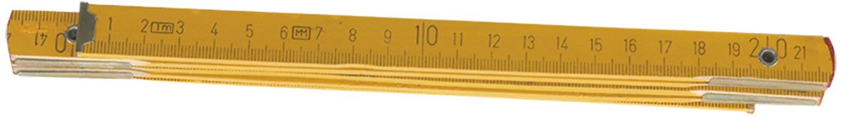 Top Tools - Opvouwbare Houten Meetlat - 1M - Geel - Klasse III