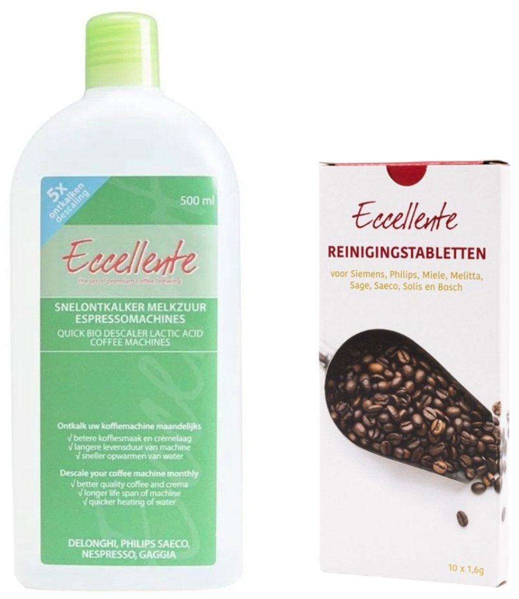 Eccellente Startpakket voor Philips koffiemachine – ontkalker 500ml (5x) + 10 reinigingstabletten