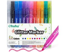 Ohuhu - Glitter Metallic Marker Pens - 3.0 mm – set van 12