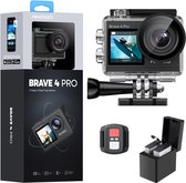 AKASO Brave 4 Pro Action Camera 4K – WiFi – 40 m Waterdicht – Dubbel Touchscreen – 5× Zoom – Afstandsbediening – Inclusief 2×1350mAh Batterijen & Accessoires – Grijs