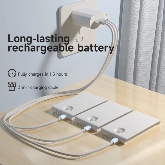 Epochglo Nachtlampje met Bewegingssensor Set van 8 - USB-C Oplaadbaar - 3 Lichtkleuren - Dimbaar - Magnetische Plakstrip - LED Trapverlichting & Kastverlichting Voor Gangen, Kinderkamers, Slaapkamers, Keuken - Wit van Epochglo — afbeelding 3