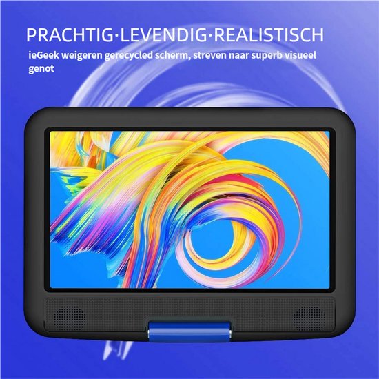 ieGeek IK-902 11" Portable dvd speler met 9" groot HD-draaischerm, 6 uur oplaadbare batterij, ondersteuning voor USB/SD-kaart/Sync TV en meerdere schijfformaten, geen regiobeperking, luidspreker met hoog volume, blauw - 2 stuks van ieGEEK — afbeelding 4