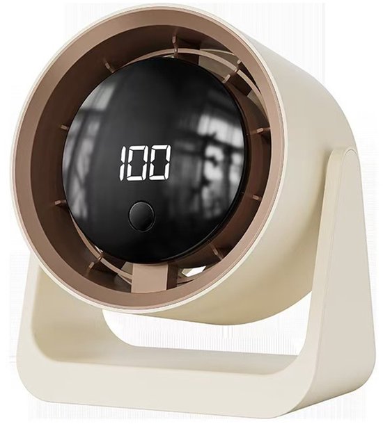 Draadloze 2-in-1 Tafel- en Wandventilator USB-C Oplaadbaar 4000mAh, Stil 35dB, 140° Kantelbaar, LED Display