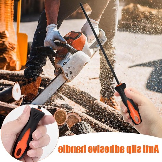 Set van 3 kettingzaagbestanden met handvat - Ronde bestanden 4mm, 4.8mm en 5.5mm voor optimale kettingonderhoud — afbeelding 4