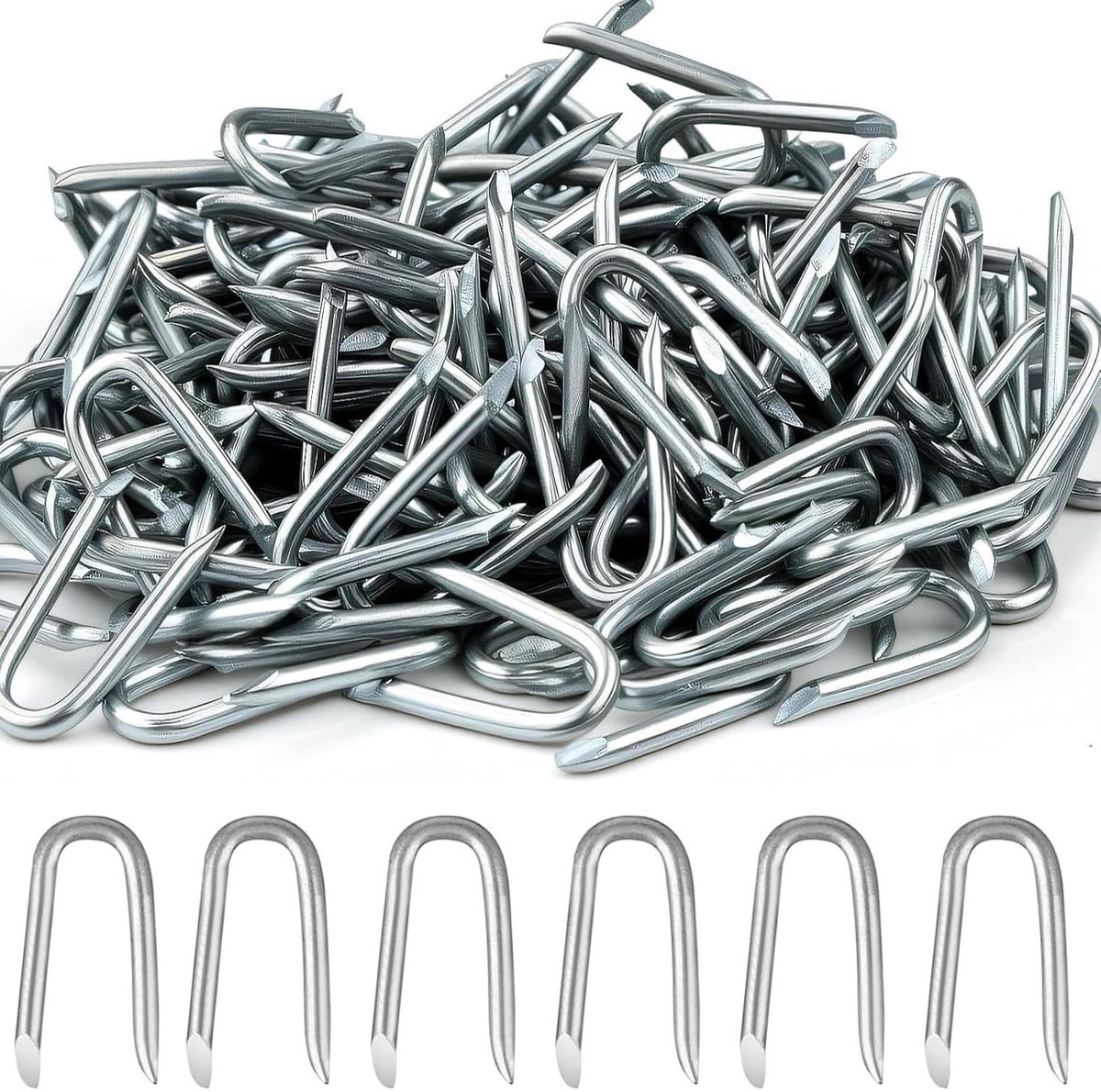 Set van 100 U-vormige spijkers - U-staples voor veilige tuinhekken, onkruidbestrijdingsdoek en draadgaasinstallatie (20 x 13mm)