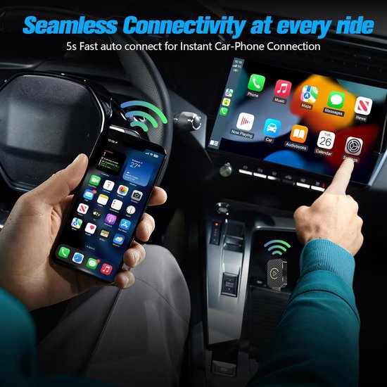 Carplay adapter, 2025 upgrade draadloze Android auto-adapter, 2-in-1 draadloze Carplay Auto Stick compatibel, plug & play, geschikt voort auto's vanaf 2016 en iOS 10+ van CarPlay — afbeelding 4