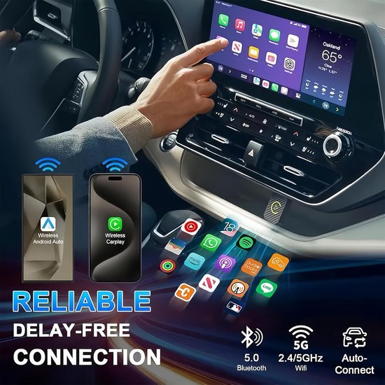 Carplay adapter, 2025 upgrade draadloze Android auto-adapter, 2-in-1 draadloze Carplay Auto Stick compatibel, plug & play, geschikt voort auto's vanaf 2016 en iOS 10+ van CarPlay — afbeelding 3