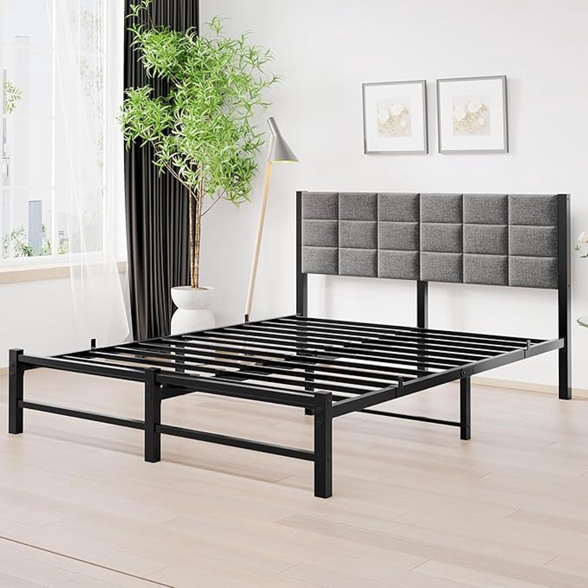 LunaSteel Luxe Gestoffeerd Bed 140x200 - 140x200 cm - Arqam