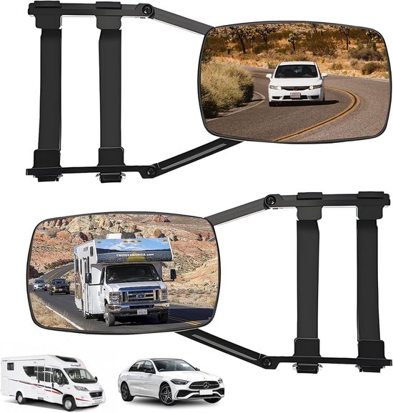 Lot De 2 Rétroviseurs Universels Semai Pour Caravane - Réglables 360° - Vision Large Pour Camping-Cars, Remorques Et Véhicules