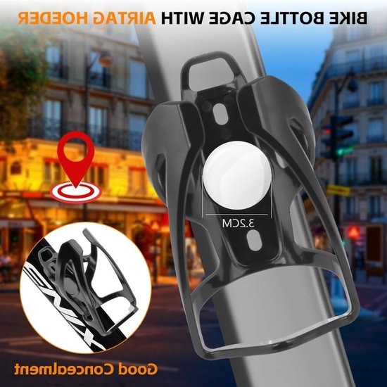 Waterdichte Flessenhouder voor Fietsen met Verborgen Compartiment voor AirTag, Universele Drinkhouder en Diefstalbeveiliging, Inclusief Schroeven en GPS Tracker Bevestiging — afbeelding 4