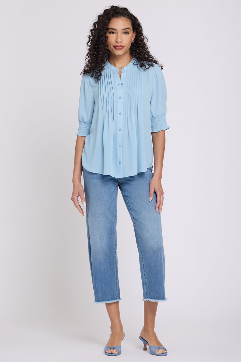 Pleated Short Sleeved Blouse