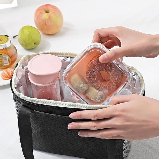 Koeltassen - Geïsoleerde Koeltas - 29x23x21 cm - 14L - Koeltassen - Lunchtas - 3 Laags - Picknicktas - Handvat Riem - Lekvrij en Waterdicht - voor Kantoor, Camping, Picknick, Reizen - Thermotas voor Levensmiddelentransport - Zwart — afbeelding 4