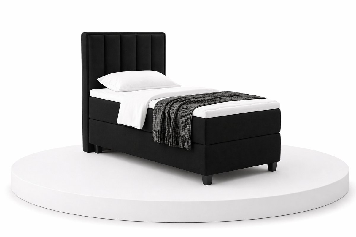 Boxspring SoloLux - 100x200 Compleet - Eenpersoons bed - Zwart - BalBedden
