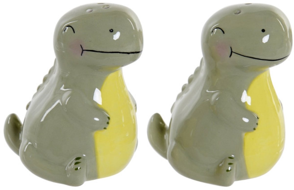 Zoutvaatje met deksel DKD Home Decor Dinosaurus Groen Dolomite (6.6 x 7 x 7.7 cm) (2 pcs)