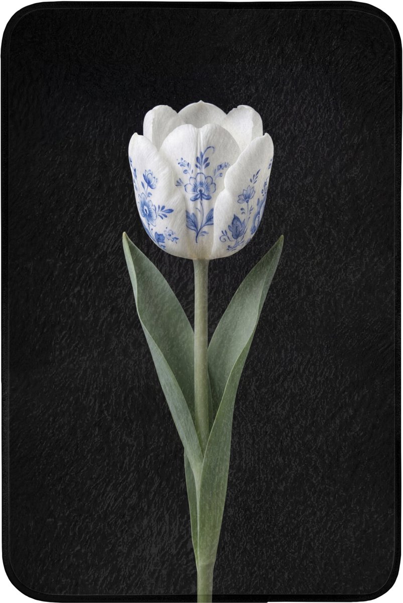 WC mat 60x90 cm - Antislip - Tulp - Patroon - Blauw - Toiletmat - Vloermat - Douchemat - Toilet tapijt - Toiletmatten
