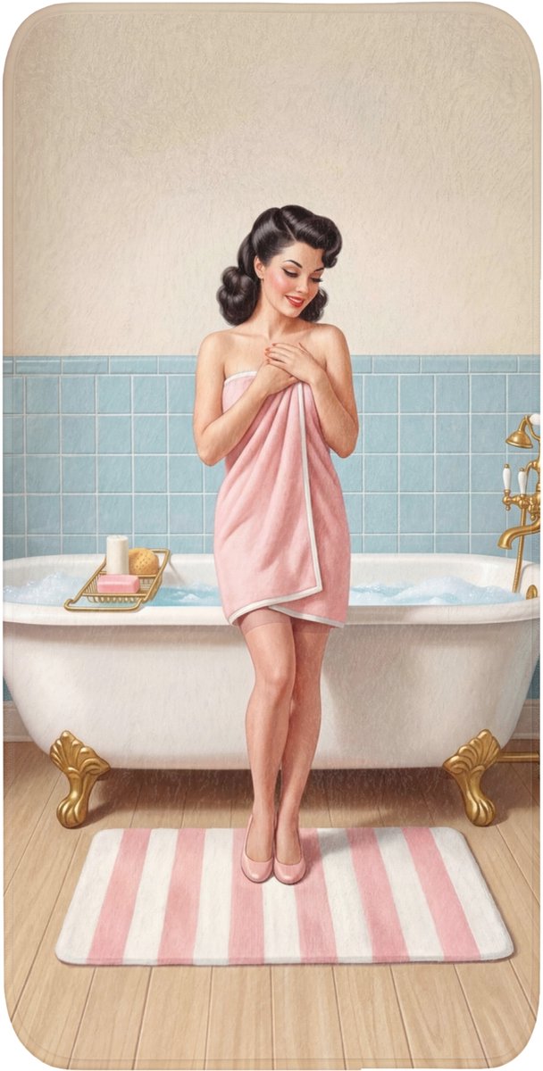 Badmat 60x120 cm - Antislip - Badkamer - Vrouw - Roze - Badmatten voor badkamer - Badkamermat - Douchemat - Badkamer mat