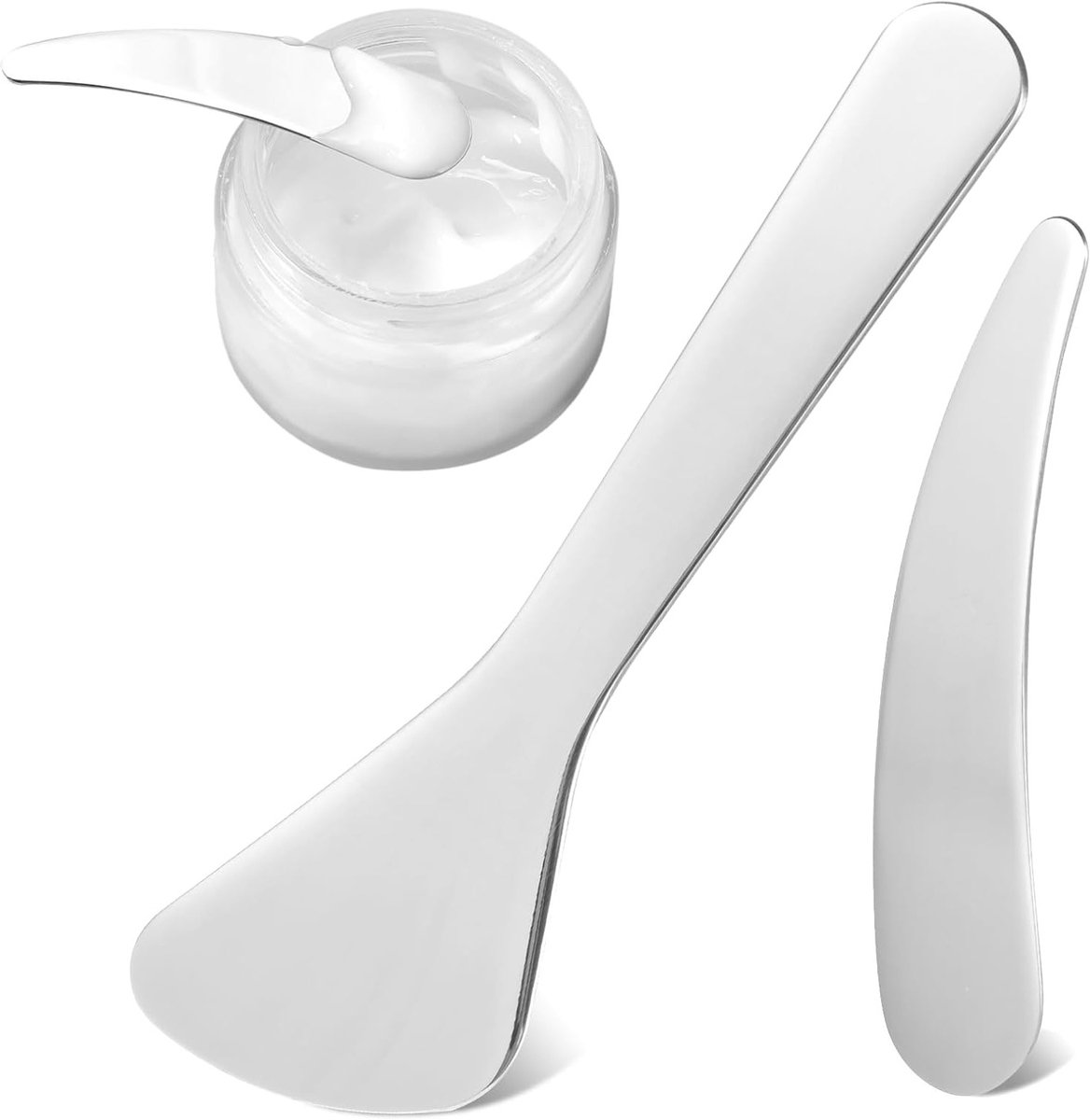 Set van 2 RVS Cosmetische Spatels voor Make-up, Perfect voor Crème, Masker en Lotion Applicatie