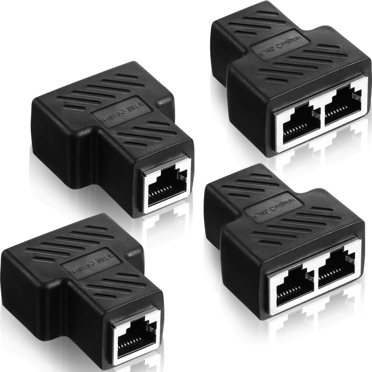 Frienda 4pcs RJ45 Ethernet Splitter Connectors 1 to 2 Splitter Connectors LAN Ethernet Plug Adapter Compatible with - ShopVlot