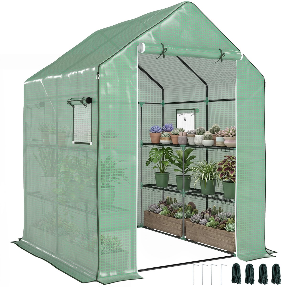 Outsunny Kas - Polyethyleen - 140x143x190cm - Groen