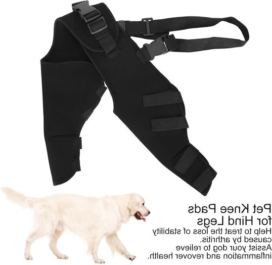 Verstelbare Knieband voor Honden, Ondersteuning voor Achterpoten, Herstel van Gewrichten en Blessures, Zwart (S) — afbeelding 4