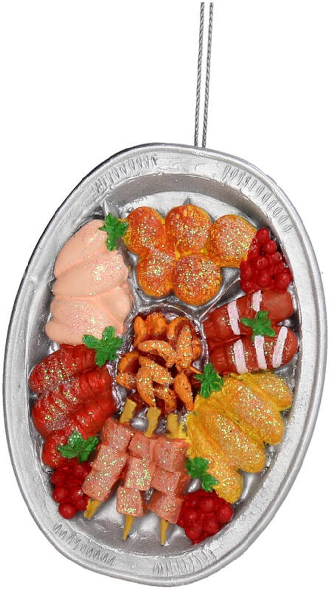 HD Collection Kerst Ornament Gourmet Plate Polyresin Multi – Kersthanger – Delicieux Collectie – 9,5 cm – Trendy Kerstdecoratie